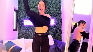 Small tit brunette teen fucks a big cock