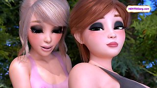 MILF shemale ripped open in nature with xray creampie rush