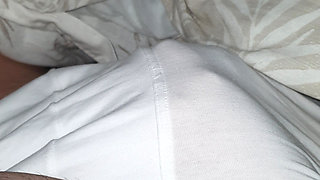 Horny Step Mom hand slip under step son underwear making him a handjob to his big dick