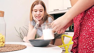 Skinny brunette Jessica uses a vibrator in lesbian sex