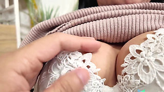 Petite nasty step sister boobs and mouth teases by lad fat cock