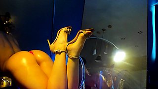 Brunette solo darling masturbating at home