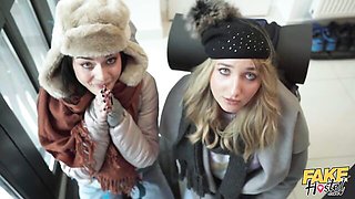 Hard FFM in the bedroom with slutty Chloe Chevalier and Crystal Cherry