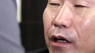 Office Gangbang Asian Slut Sucks Every Cock and Gets Covered