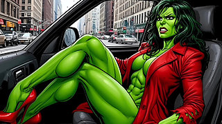 Horny Muscular MILF Dominatrix Fucks in the Car