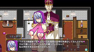 Big Breasts Party NTR hentai Rietta nun blowjob Glory Hole BJ sexy cum swallow