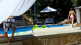 Lexi Bloom Sexy Coed Tied up and Fucked Poolside and Gets Facial