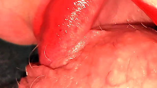 Sweet POV Blowjob and Rimming: German Brunette with Glasses Passionately Sucks Cock Until Cum, Until He Cums