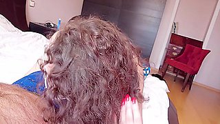 Curly Haired Babe With Older Dude