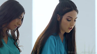 All Girl Massage - Owner Lena Paul Tests Her Product with Two Sexy Employees