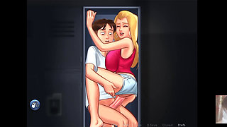 Big boobed slutty schoolgirl and I got stucked in the locker.