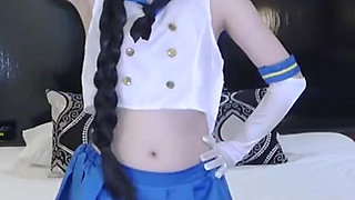 Passionate Solo Play in a Stylish Kitakami-inspired Cosplay by a Charming Office Lady Angle2