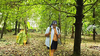 House Wife on Vacation, Walking Naked in Jungle. Exposing Her Sexy Ass and Bigg Boobs