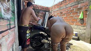 Lexly_16 Neighbor Fucks Me Hard After Washing Bike - Cum In Mouth & Rough Sex