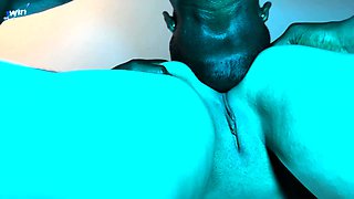 Big cock black guy uses VR glasses to look at two beautiful