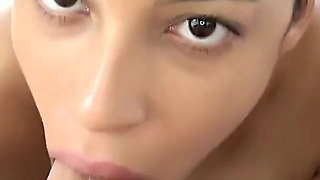 Sexy ebony Amethyst Banks POV blowjob and cum swallow