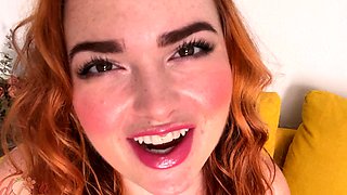 Amateur redhead MILF has facial