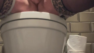 Elle Masturbates in the Toilet While Her Date Waits - Hairy Redhead French Amateur