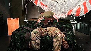 Military recruits in an intense anal bareback fuck sesh
