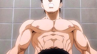 Muscle daddy destroys nerd in public restroom - Gay Anime