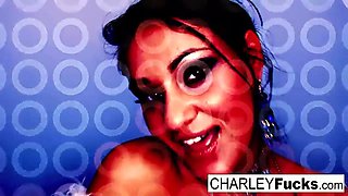 Charley Chase strips off her sexy outfit and spreads