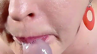 Big Tits MILF in Pink Sucking Cock