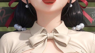 Hentai office wife masturbates in the park on a bench