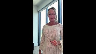 FitWife Jewels Shows Off Big Tits in Sheer Bra and Panties Try-On