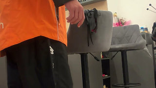 18 Year Old Italian Webcam Star Blonde Pays the Delivery Guy with Sex and a Cumshot in Her Mouth