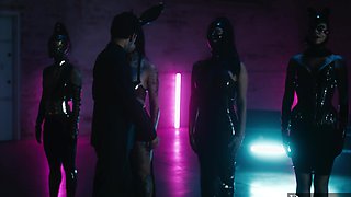 Brunette babes Joanna Angel and Evelyn Claire in a wild ffm threesome