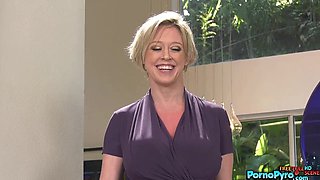 Hot Cougar Dee Williams Gives Messy Gooey BJ To 2 Big Black Monster cocks