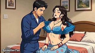 Unexpected Entry of Mechanic in Bedroom. Hindi 2D Animation