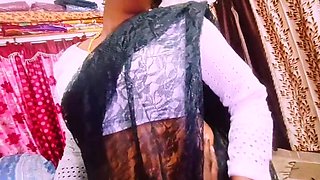 Black Saree Indian Housewife Cheating with Father-in-Law Telugu Dirty Talk & Hardcore Fucking