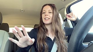 Nadia Foxx enjoys some solo fun with makeup in the car