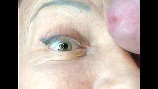 Mature MILF Tania Takes Huge Face Cum Load in Her Eye - Extreme Close Up