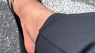 Slutty girl foot fetish with masturbation