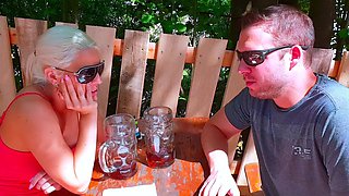 Blonde blowjob adoring skank facialized after hardcore fun