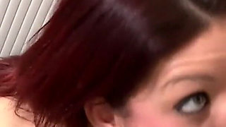 Redhead girl enjoys big cock with the boss in the office