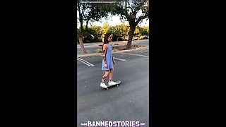 Tattooed Teen Vanessa Vega Squirts in Public Skatepark - Blowjob & Big Cock Action