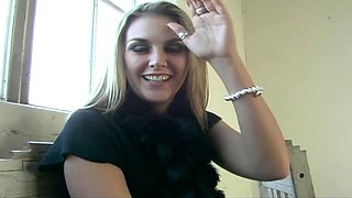 Blonde blowjob adoring skank facialized after hardcore fun