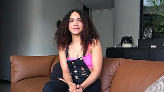Cute curly Latina enjoys rough fucking