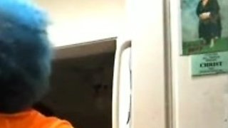 Amateur chick does striptease and shows her big boobs