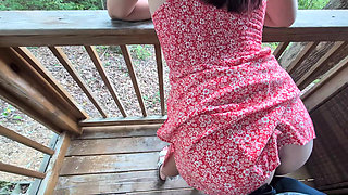 POV lap dance from redhead in summer dress