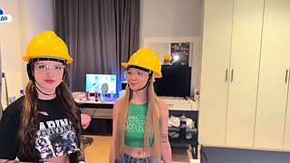 The fact that two construction girls suck and masturbate