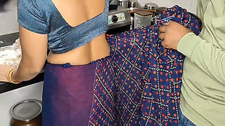 Indian Desi Aunty in Kitchen Our Husband Come to Went Sex with Cumshot