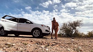 Risky Public Sex in the Desert with a Busty Blonde Amateur