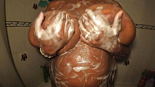 Huge Milf Perfect Black Boobs in shower