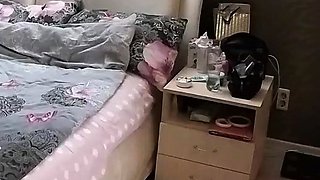 Sexy amateur blonde Russian web cam girl sucking on her toy