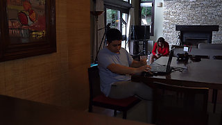 My friend drilled my wife's pussy while I was working... next to them!