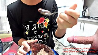 Stepmoms Foot Fetish Cumshot on Food